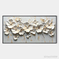 ARTOVITAS White Blossom Serenade – Textured 3D Floral Oil Painting - image 1