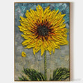 ARTOVITAS Solar Bloom – Textured Impasto Sunflower Oil Painting in Yellow and Grey - image 1