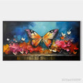 ARTOVITAS Monarch'S Repose – Orange and Purple Butterfly with Floral Impasto Oil Painting - image 1