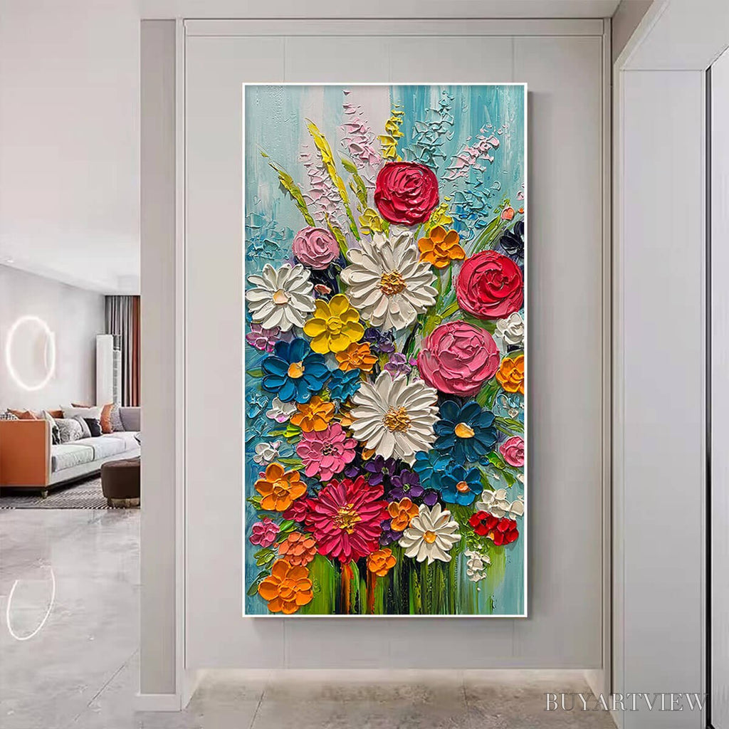 ARTOVITAS Summer Bouquet – Colorful Floral Impasto Oil Painting - image 1