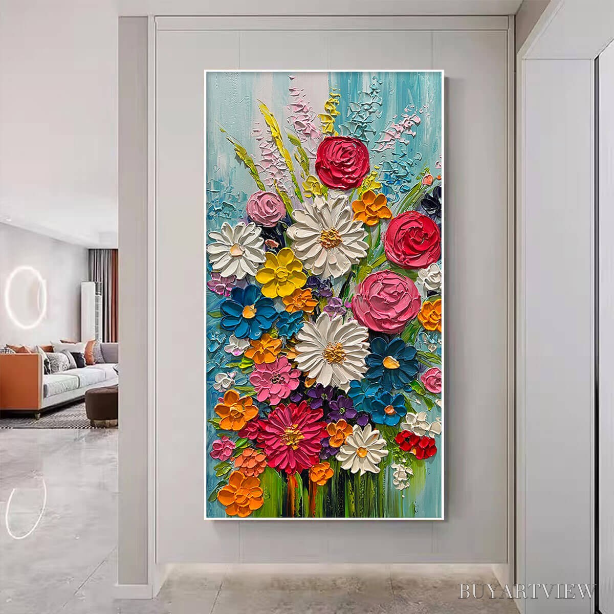 ARTOVITAS Summer Bouquet – Colorful Floral Impasto Oil Painting - image 1