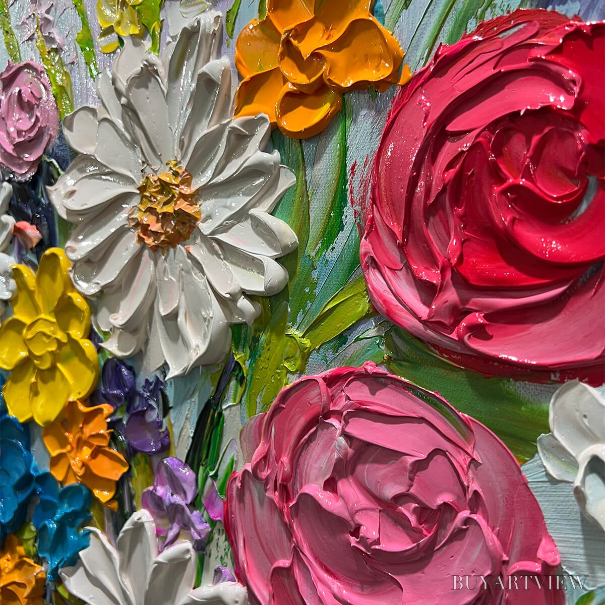 ARTOVITAS Summer Bouquet – Colorful Floral Impasto Oil Painting - image 3
