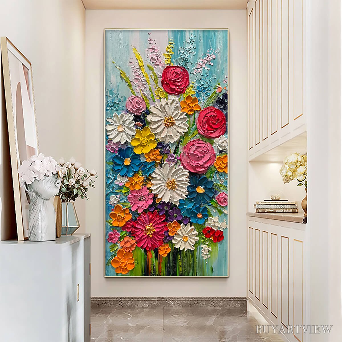 ARTOVITAS Summer Bouquet – Colorful Floral Impasto Oil Painting - image 4