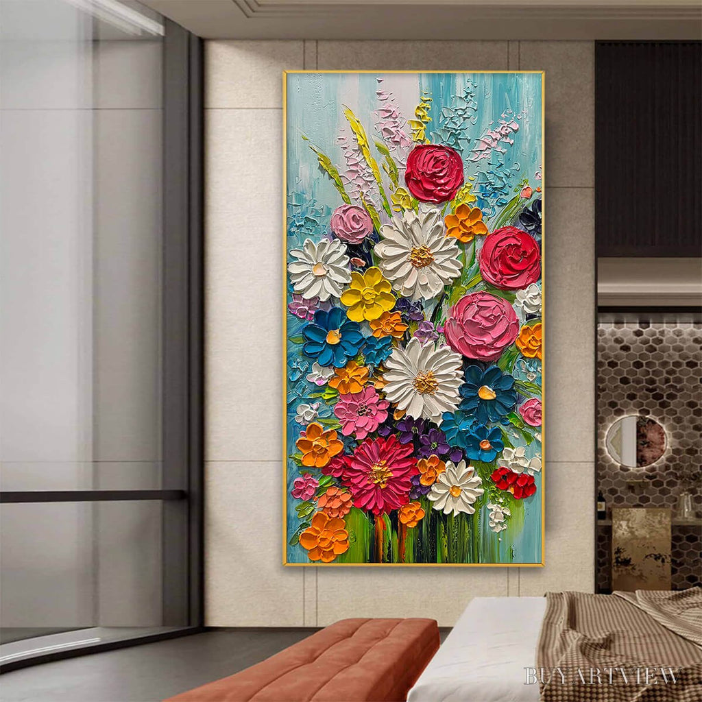 ARTOVITAS Summer Bouquet – Colorful Floral Impasto Oil Painting - image 5
