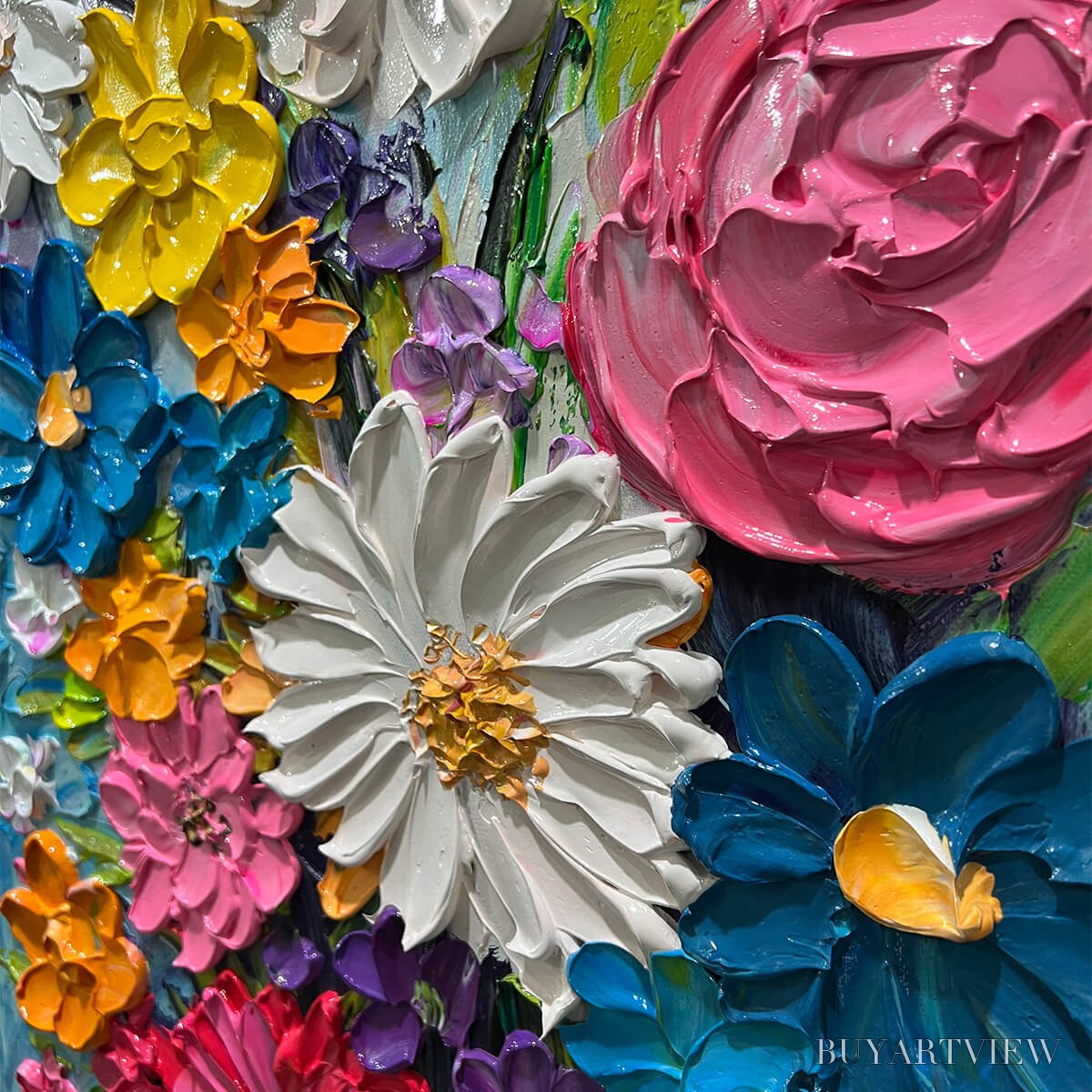 ARTOVITAS Summer Bouquet – Colorful Floral Impasto Oil Painting - image 6