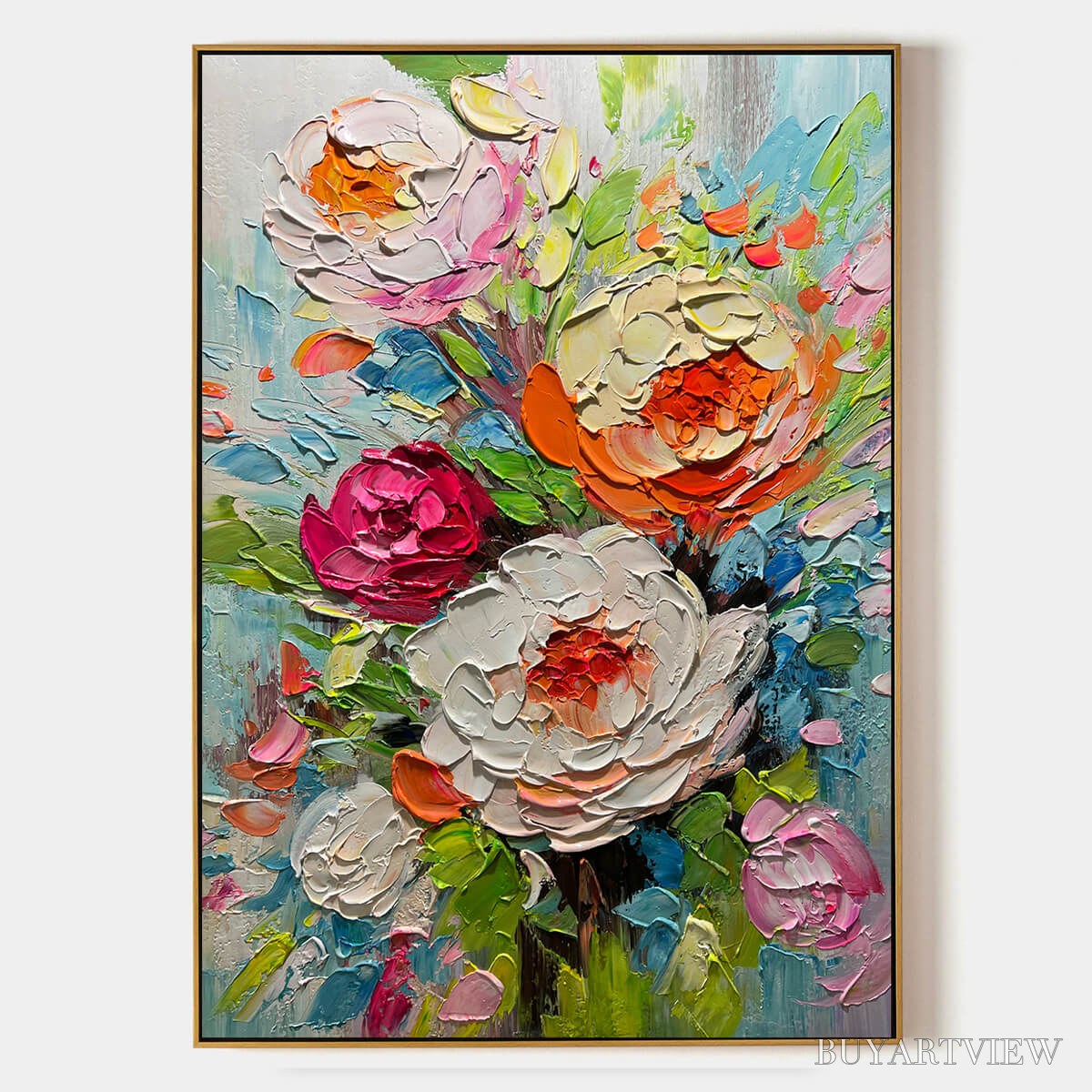 ARTOVITAS Blooming Rhapsody – Colorful Floral Impasto Oil Painting - image 1