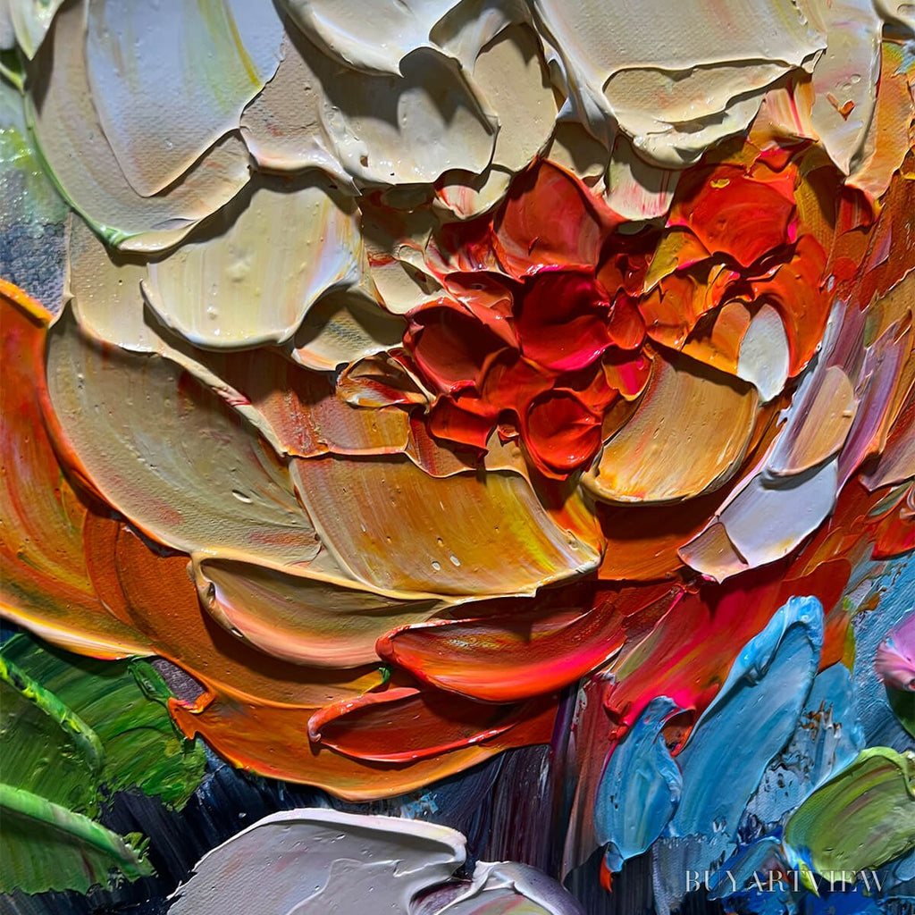 ARTOVITAS Blooming Rhapsody – Colorful Floral Impasto Oil Painting - image 3