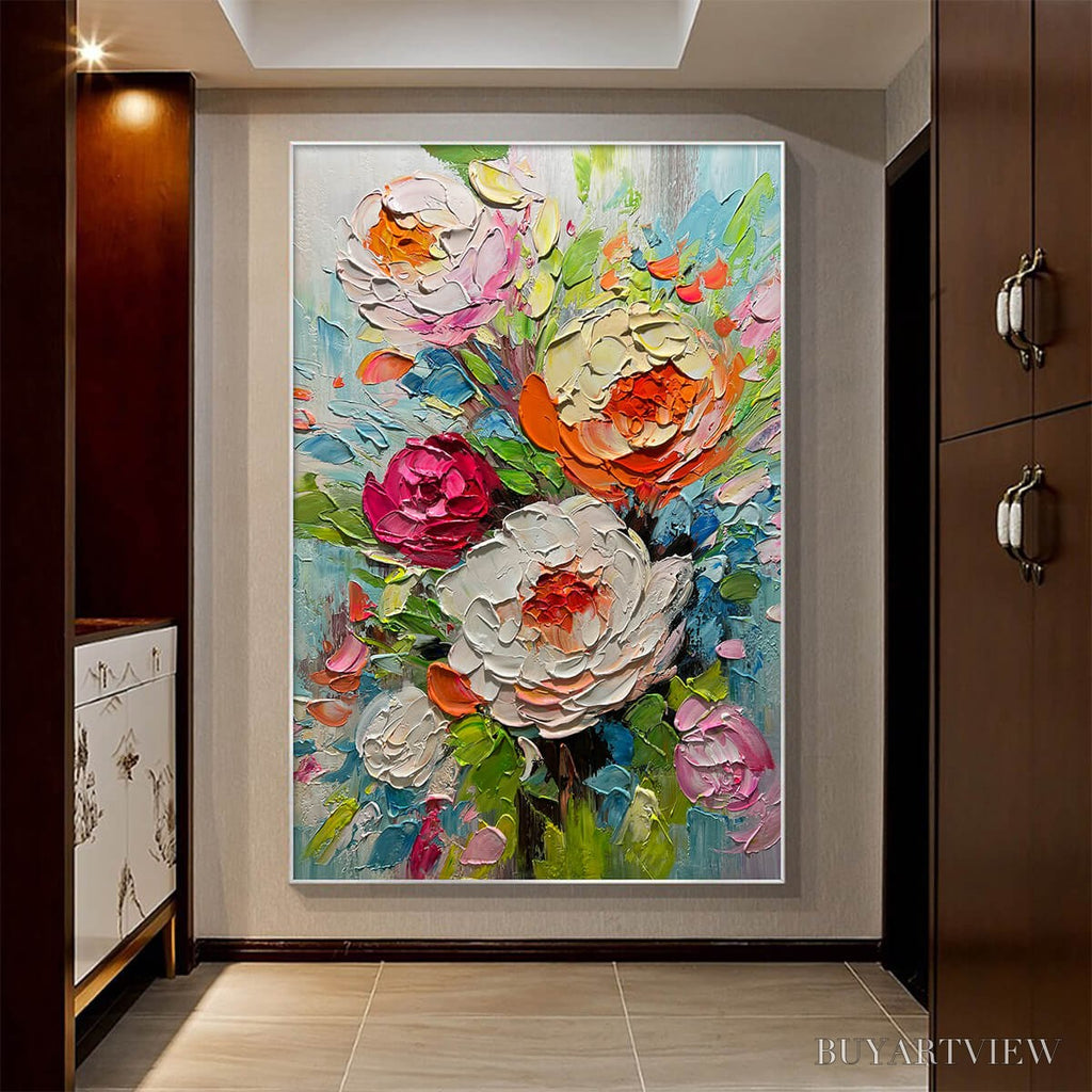 ARTOVITAS Blooming Rhapsody – Colorful Floral Impasto Oil Painting - image 4