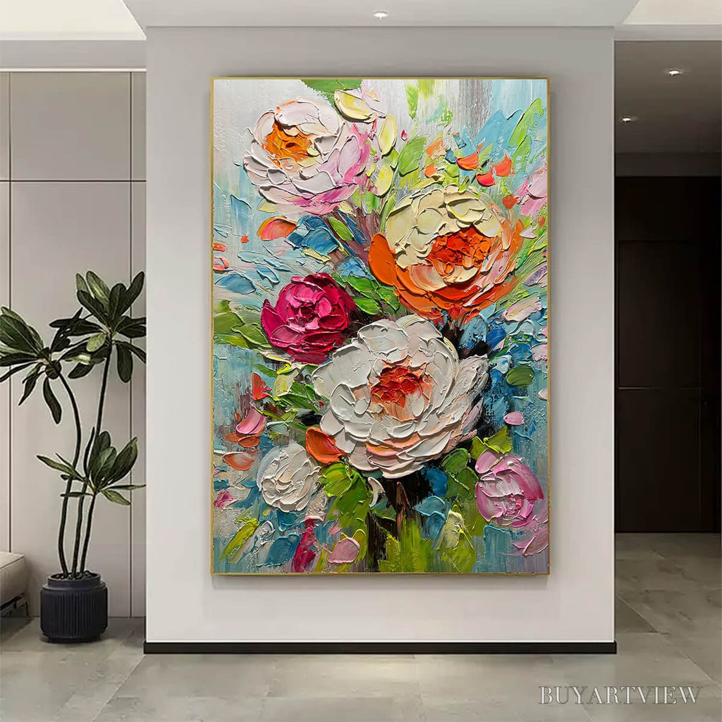 ARTOVITAS Blooming Rhapsody – Colorful Floral Impasto Oil Painting - image 6