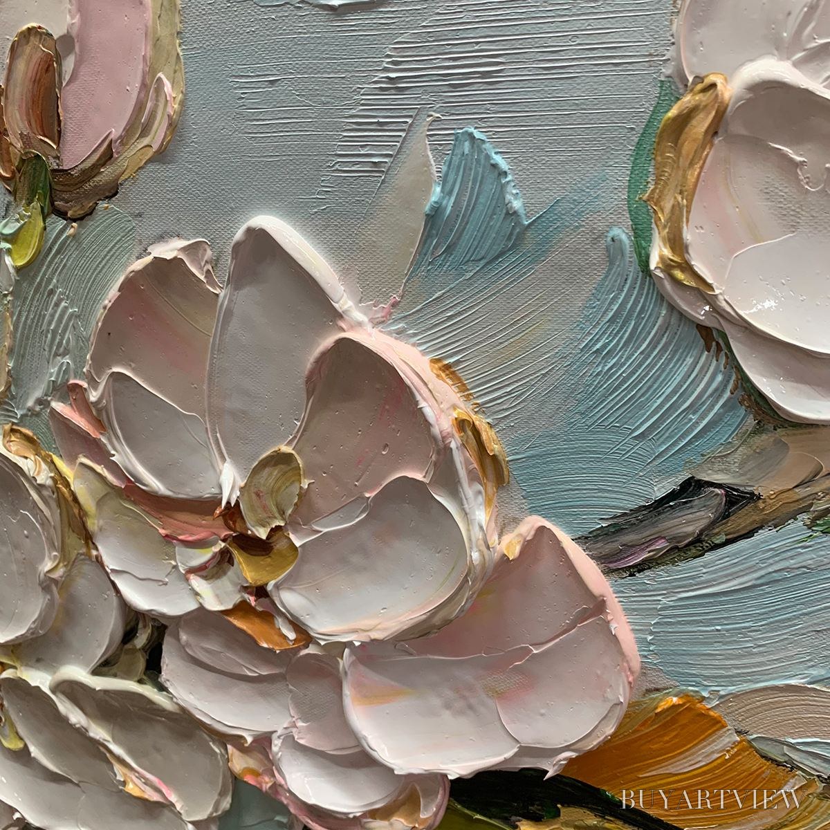 ARTOVITAS Blossom Serenade – Textured Impasto Floral Oil Painting - image 5