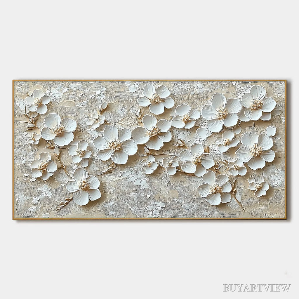ARTOVITAS Golden Blossoms – Textured Floral Oil Painting - image 1