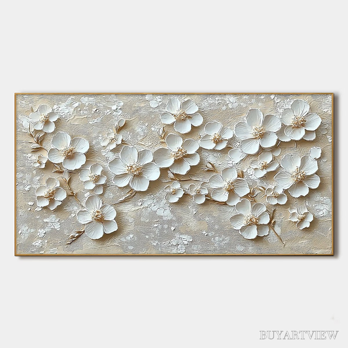 ARTOVITAS Golden Blossoms – Textured Floral Oil Painting - image 1