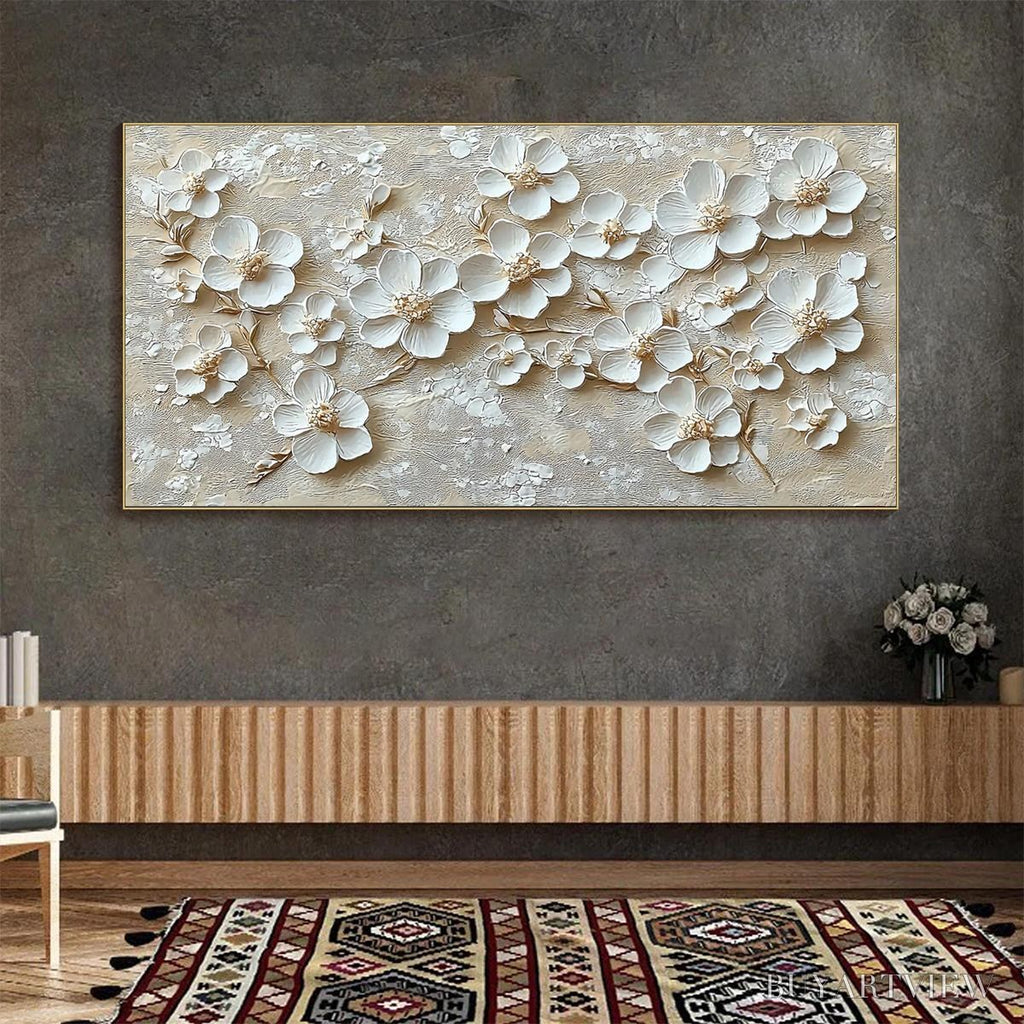 ARTOVITAS Golden Blossoms – Textured Floral Oil Painting - image 2