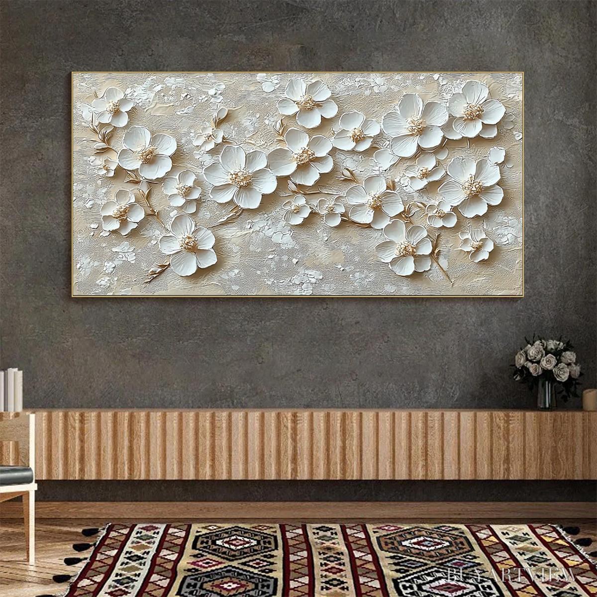 ARTOVITAS Golden Blossoms – Textured Floral Oil Painting - image 2