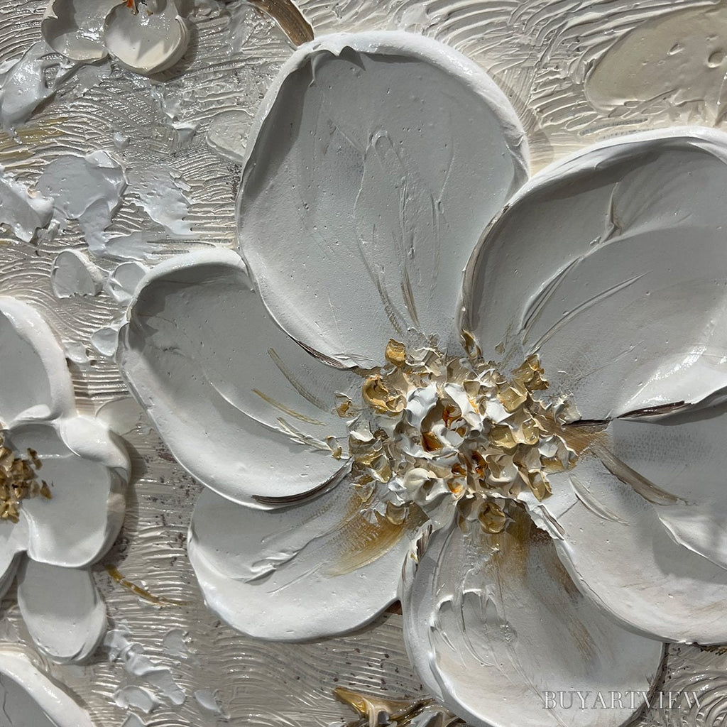 ARTOVITAS Golden Blossoms – Textured Floral Oil Painting - image 3
