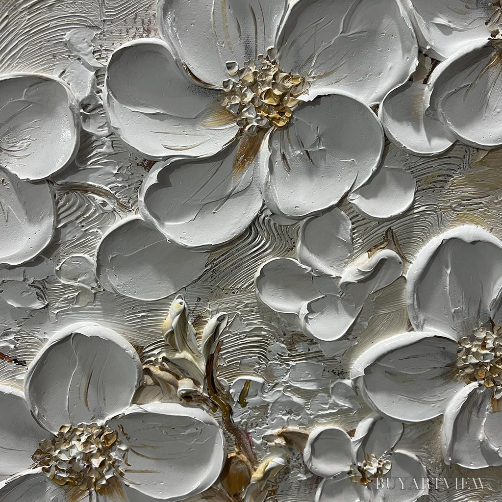 ARTOVITAS Golden Blossoms – Textured Floral Oil Painting - image 5