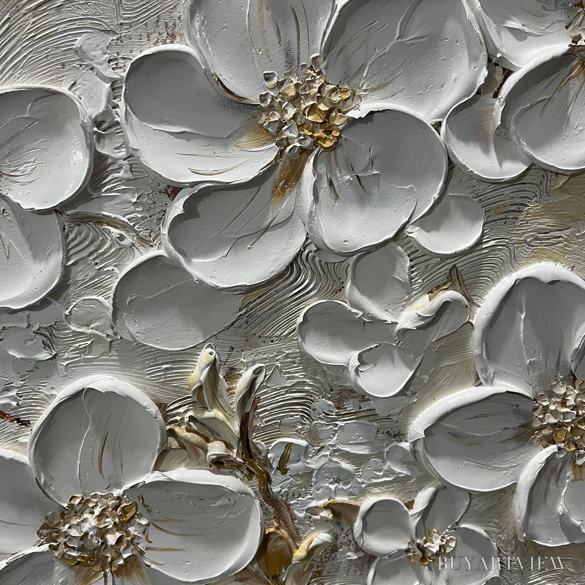 ARTOVITAS Golden Blossoms – Textured Floral Oil Painting - image 5
