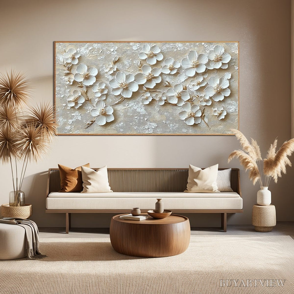 ARTOVITAS Golden Blossoms – Textured Floral Oil Painting - image 6