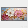 ARTOVITAS Golden Petals – Textured Panoramic Floral Oil Painting - image 1