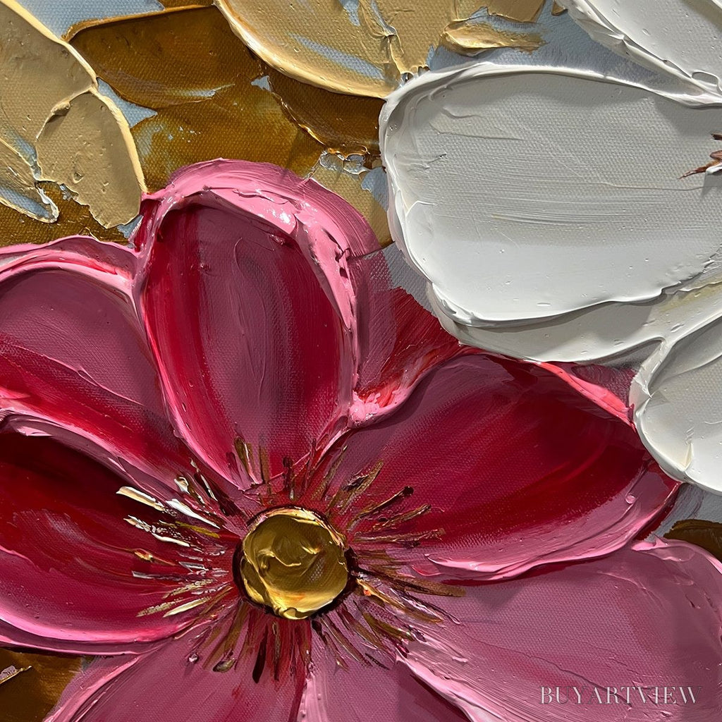 ARTOVITAS Golden Petals – Textured Panoramic Floral Oil Painting - image 5