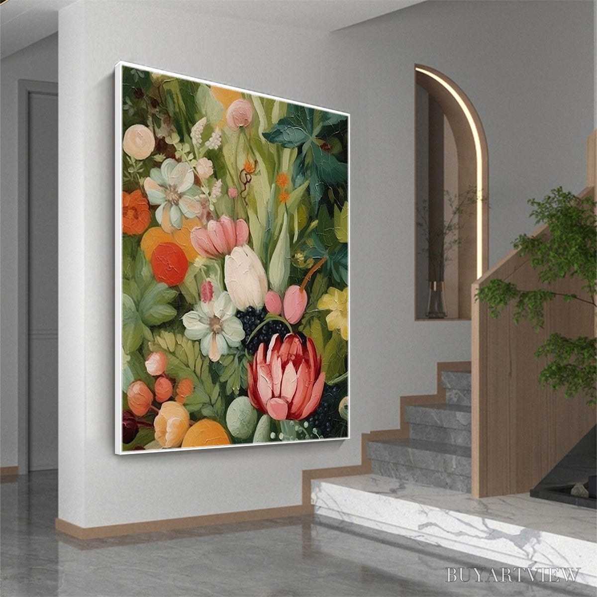 ARTOVITAS Garden'S Grace – Textured Floral Still Life Oil Painting - image 4