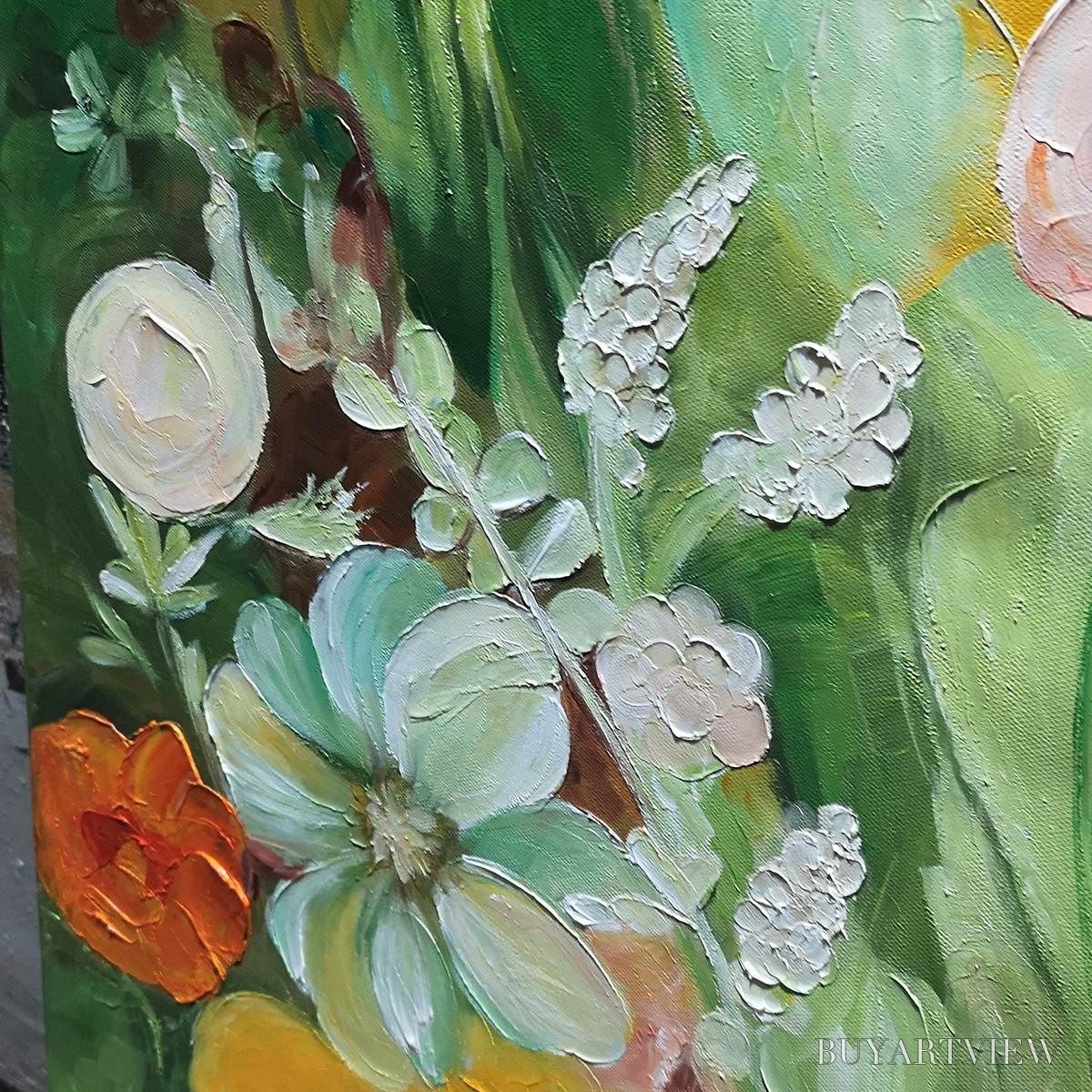 ARTOVITAS Garden'S Grace – Textured Floral Still Life Oil Painting - image 5