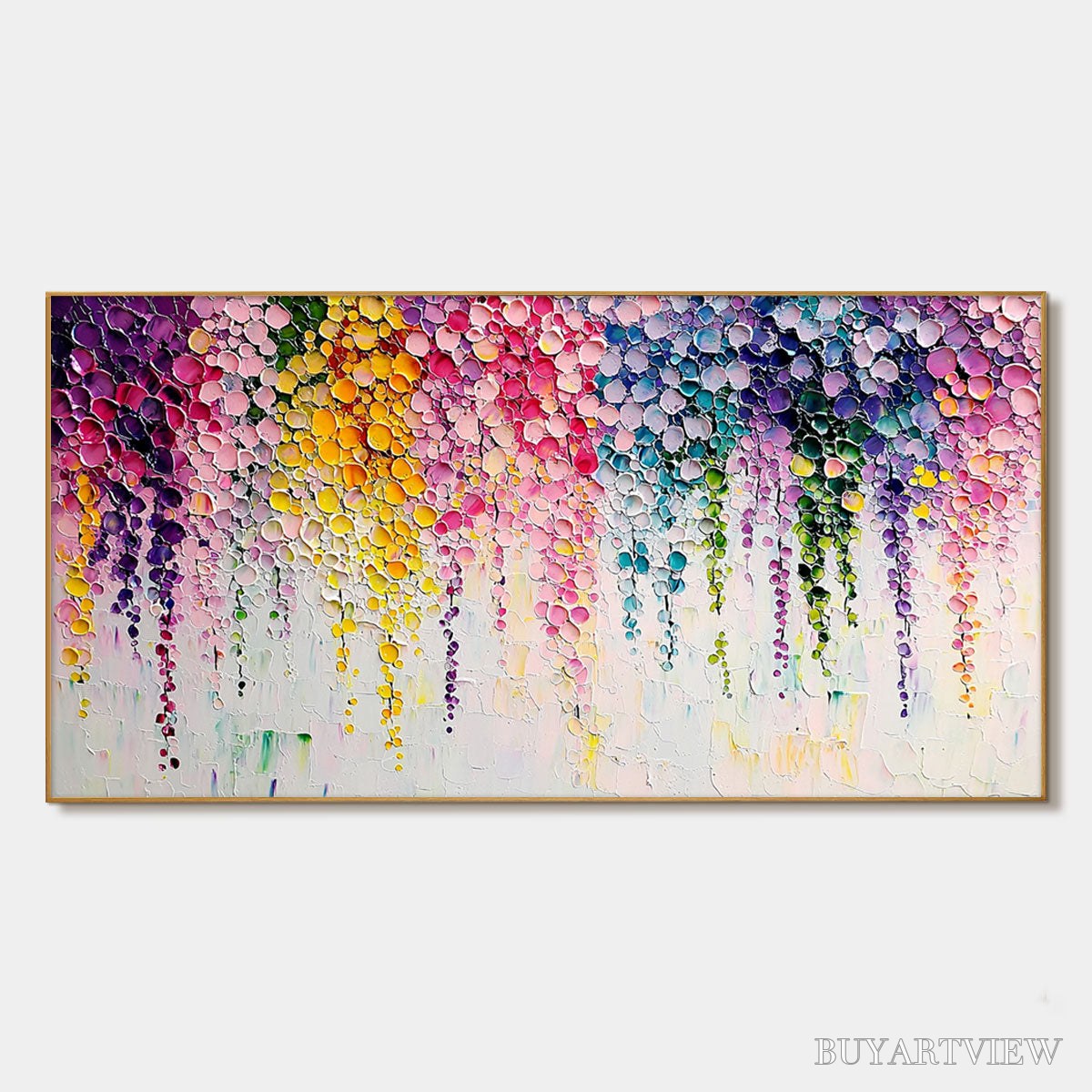 ARTOVITAS Rainbow Cascade – Textured Impasto Floral Oil Painting - image 1