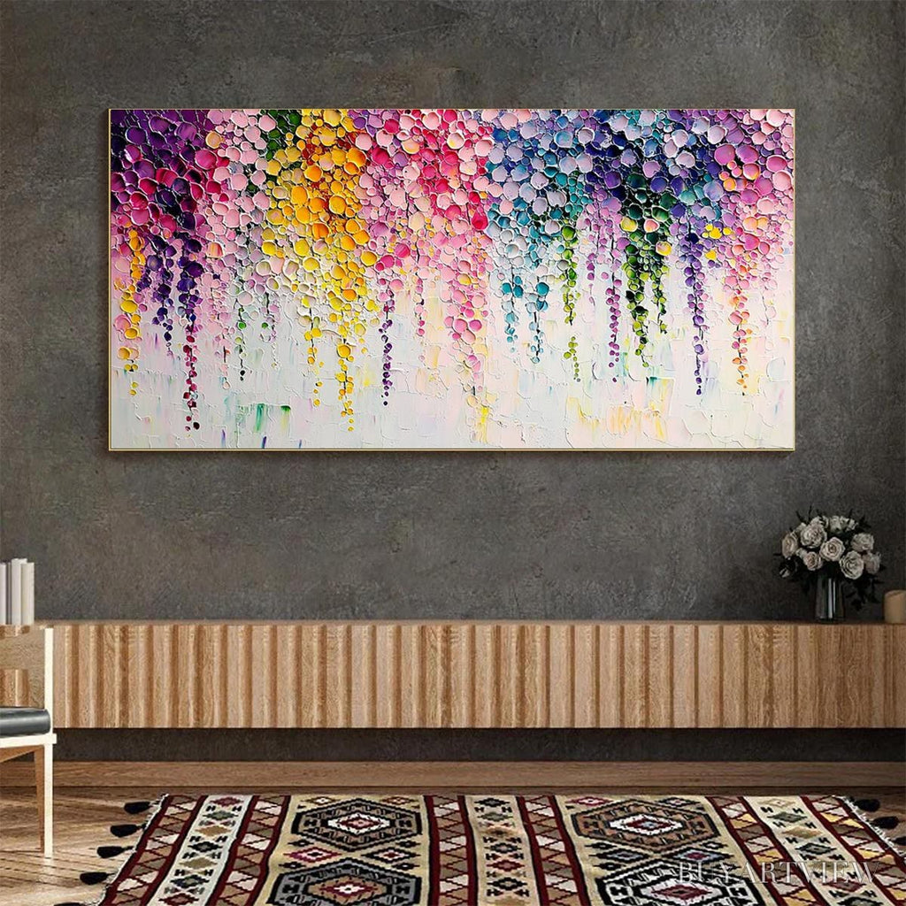 ARTOVITAS Rainbow Cascade – Textured Impasto Floral Oil Painting - image 2