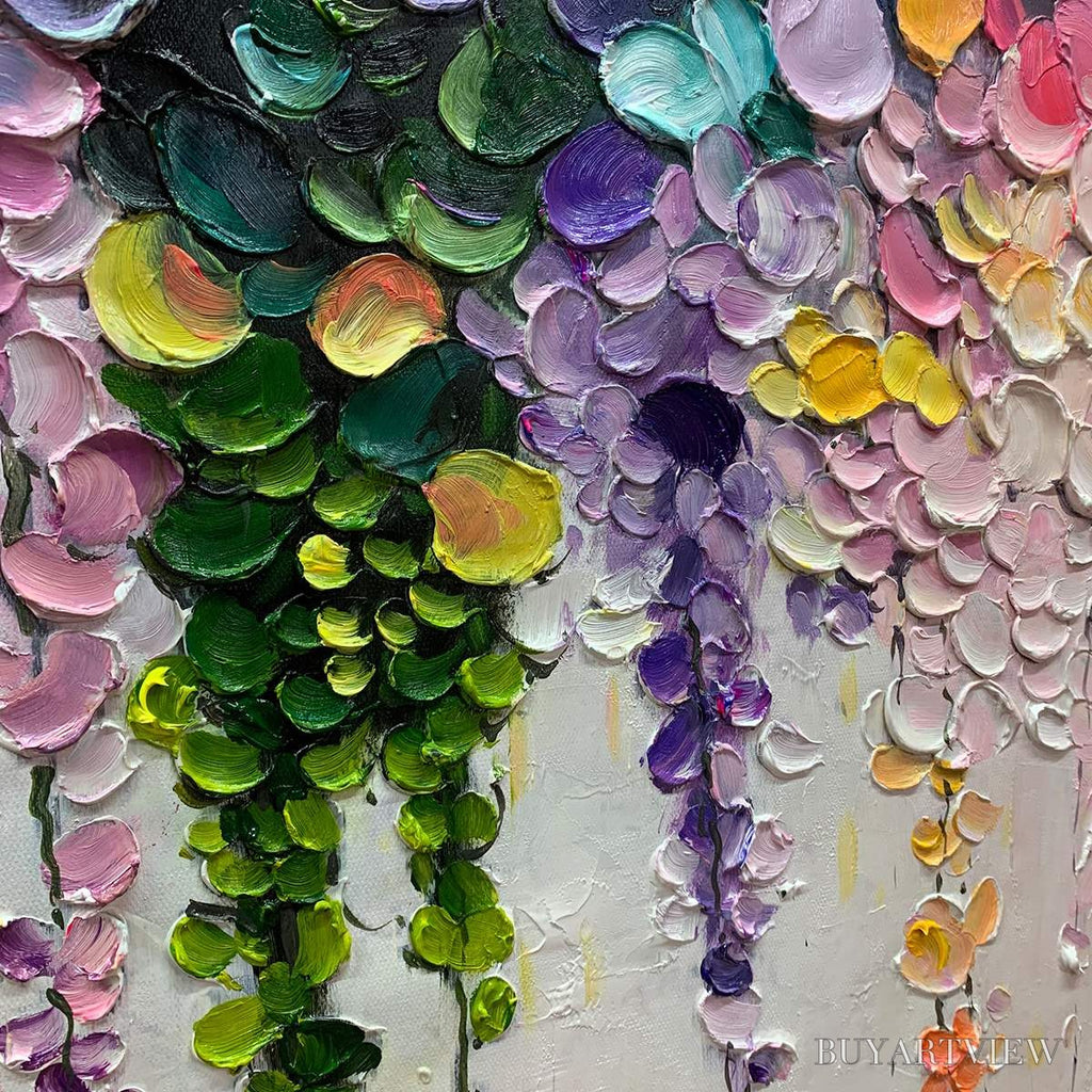 ARTOVITAS Rainbow Cascade – Textured Impasto Floral Oil Painting - image 3