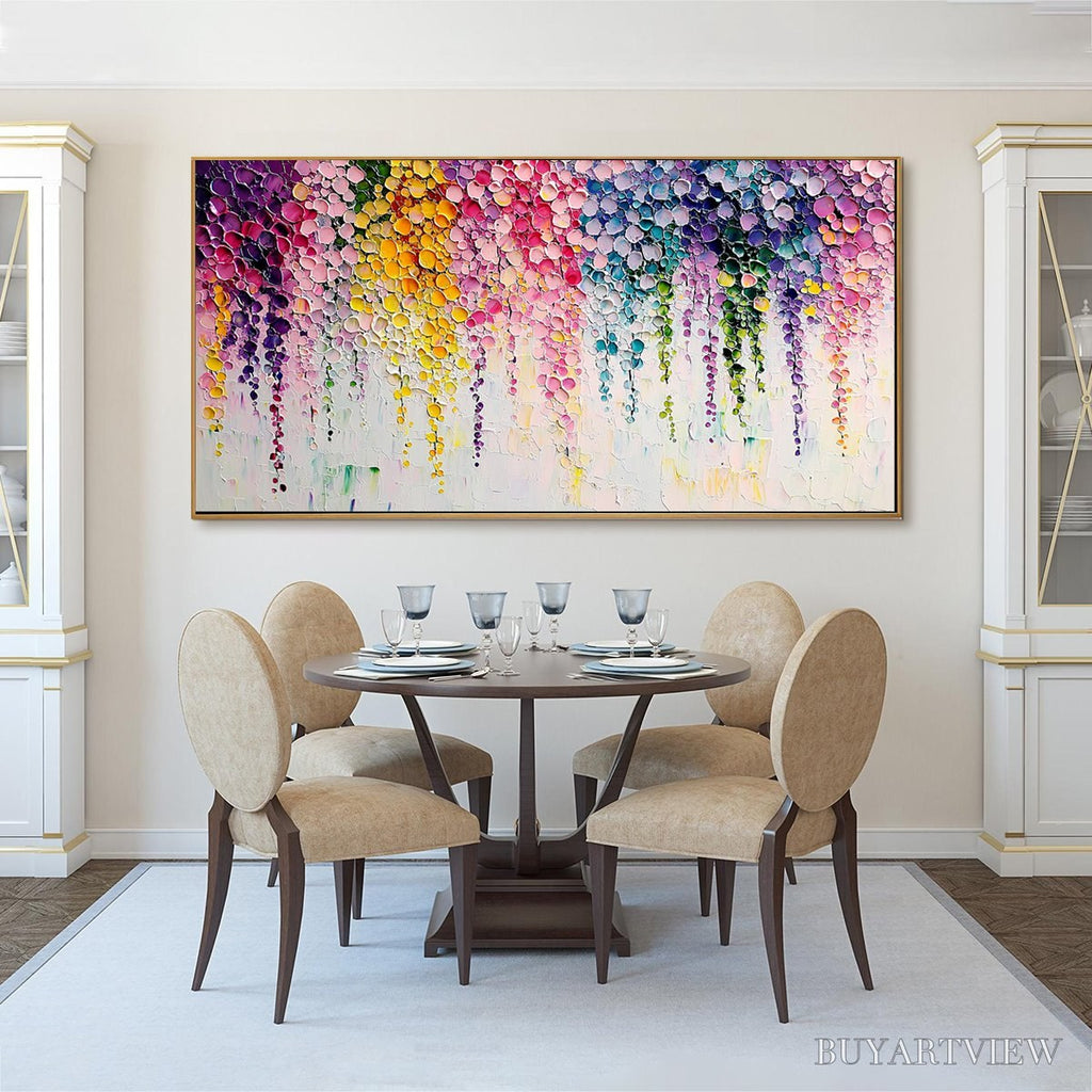 ARTOVITAS Rainbow Cascade – Textured Impasto Floral Oil Painting - image 5