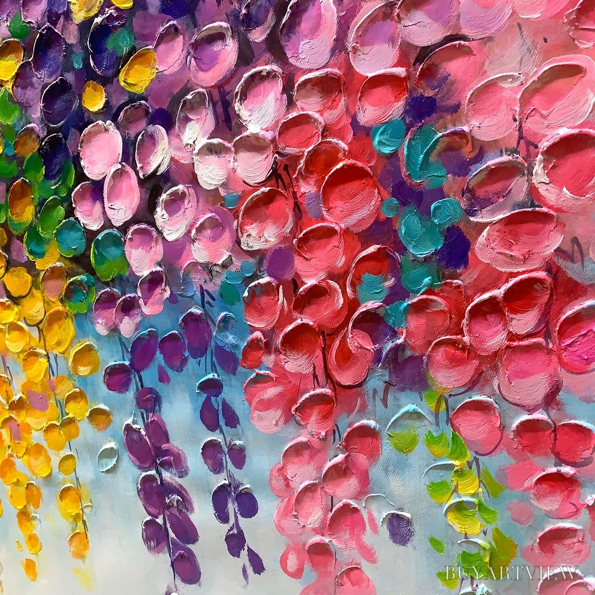ARTOVITAS Cascade of Color – Textured Impasto Floral Oil Painting - image 3