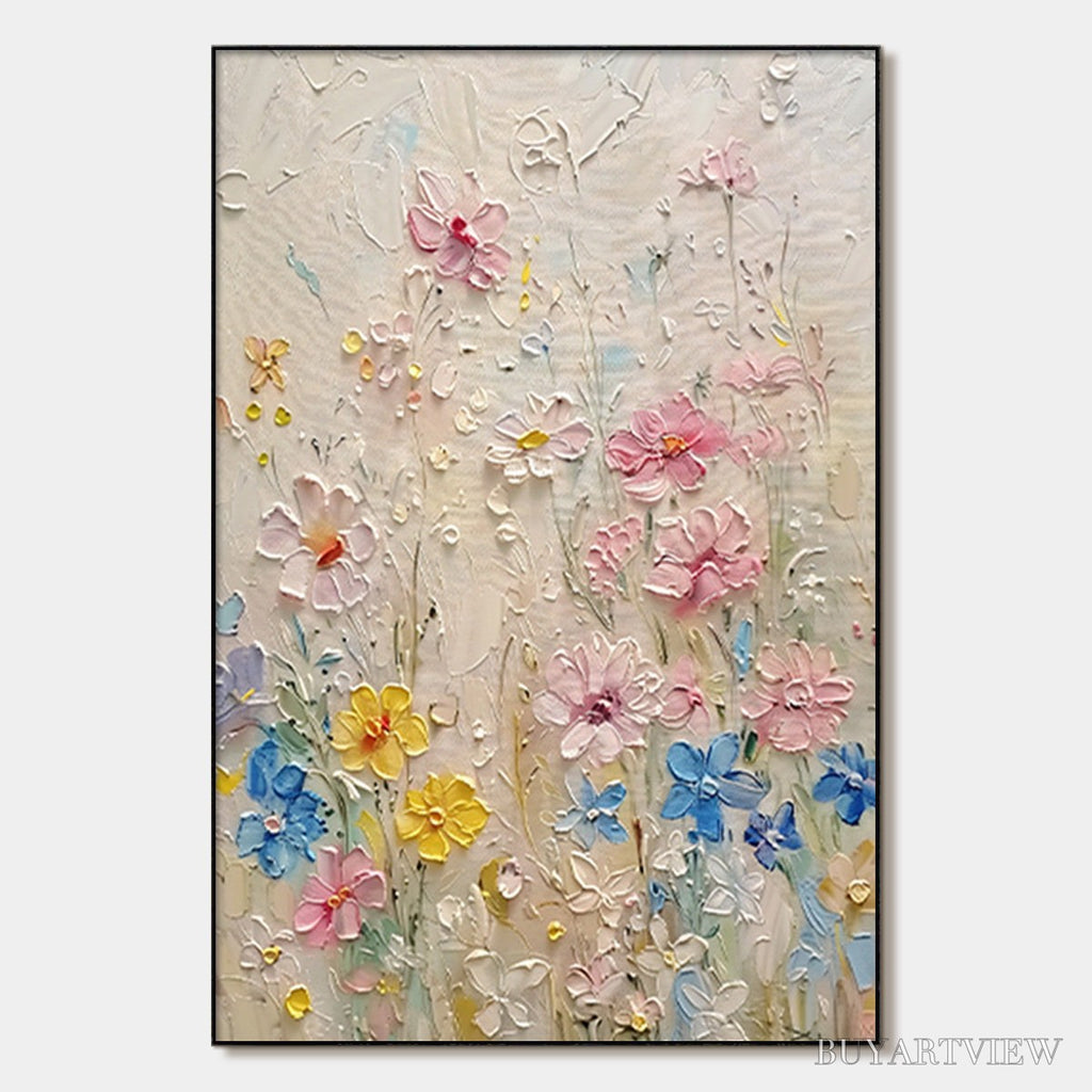 ARTOVITAS Whispering Meadow – Textured Floral Impasto Oil Painting - image 1