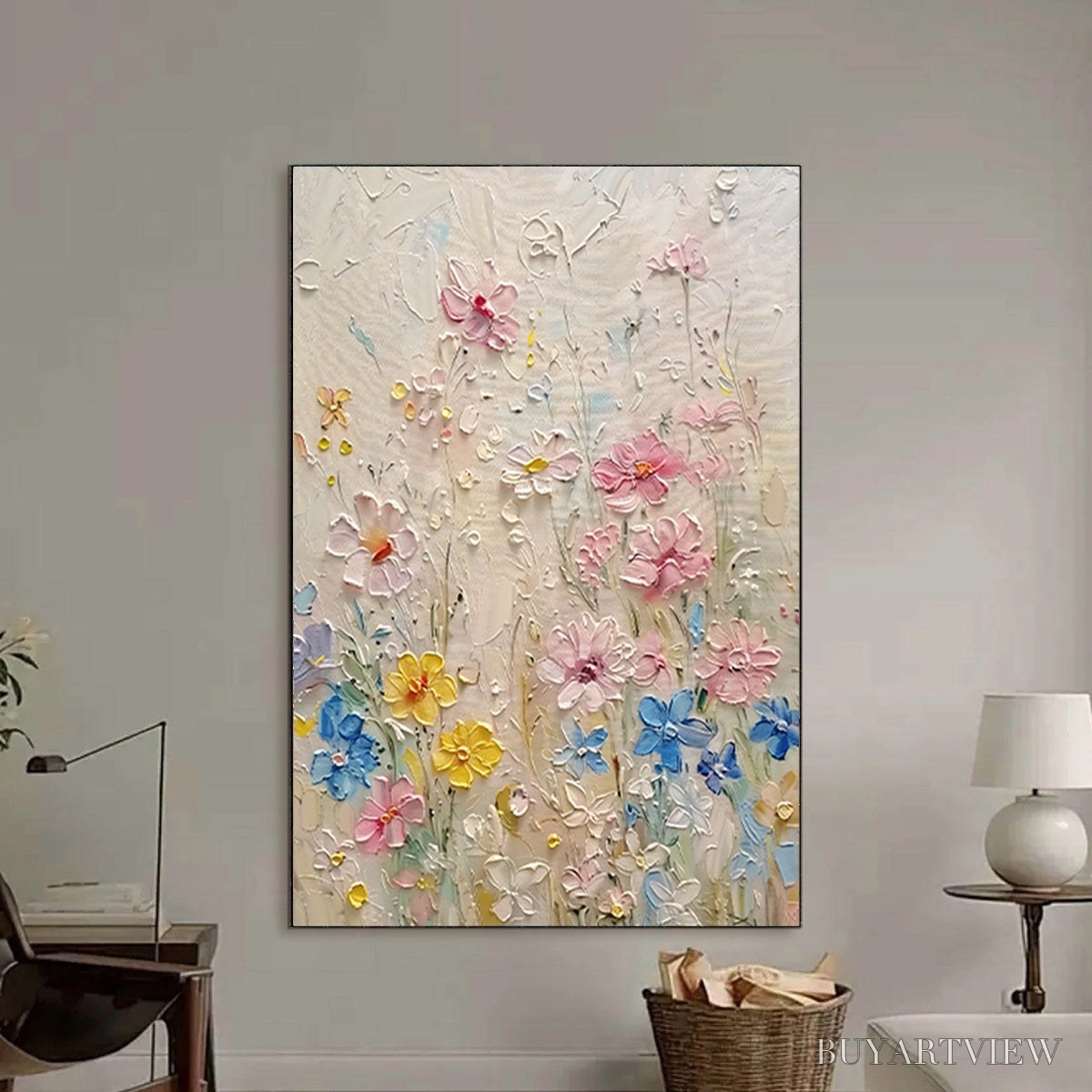 ARTOVITAS Whispering Meadow – Textured Floral Impasto Oil Painting - image 2