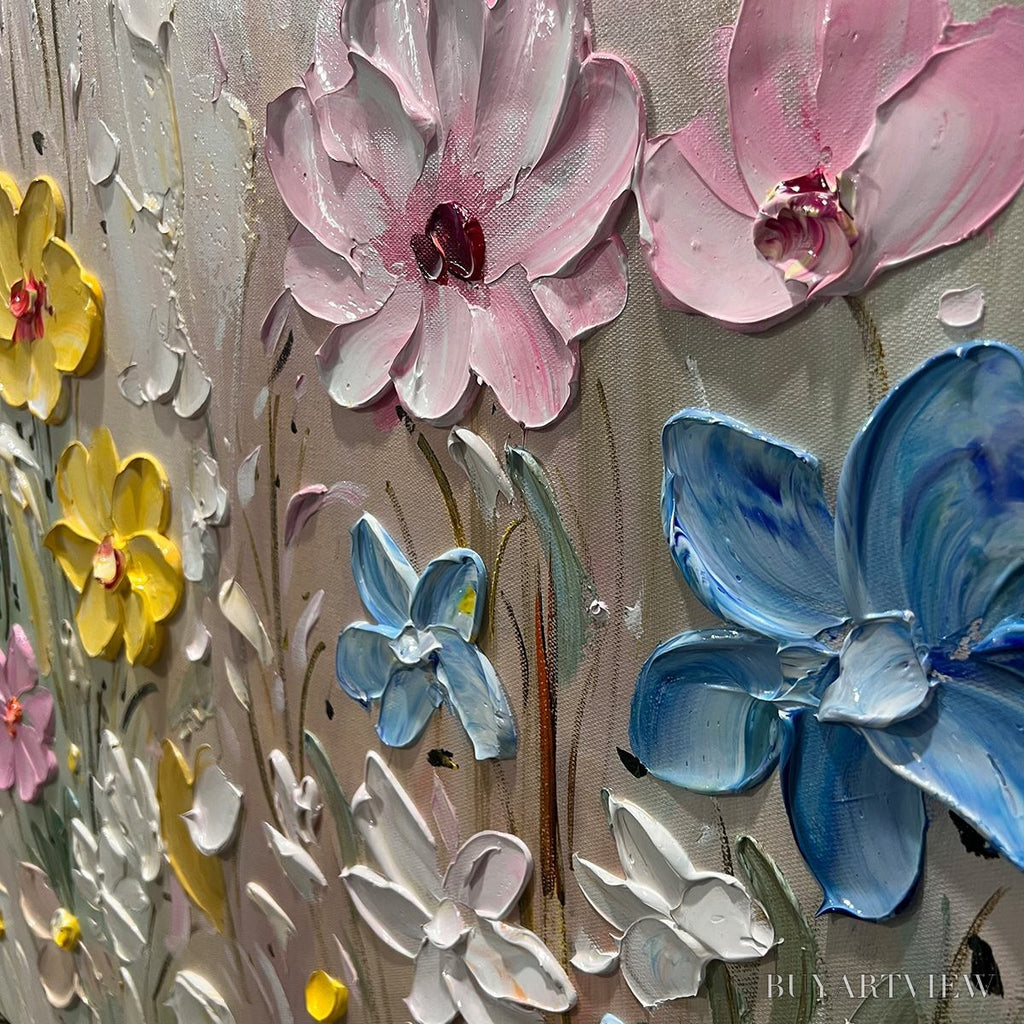 ARTOVITAS Whispering Meadow – Textured Floral Impasto Oil Painting - image 3