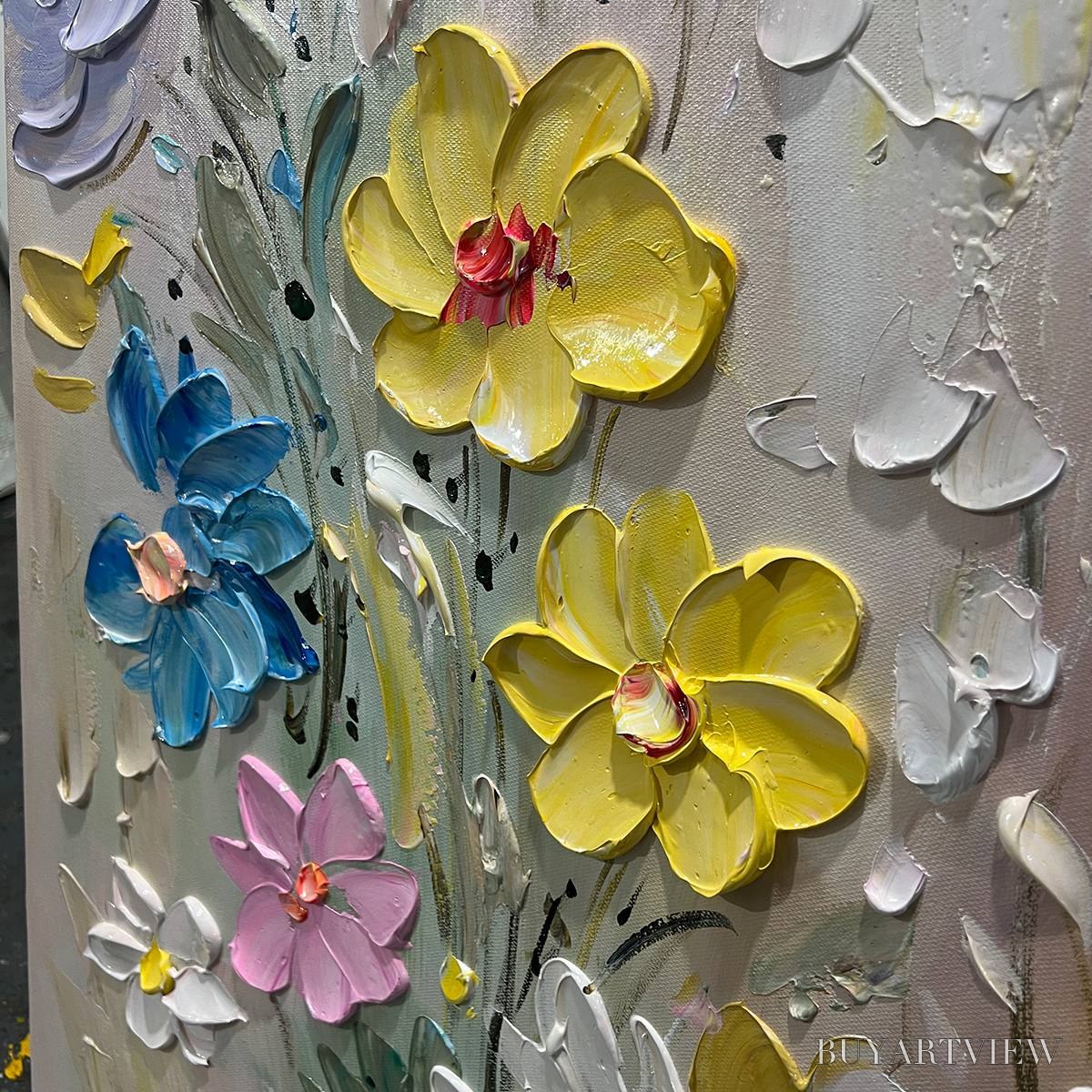 ARTOVITAS Whispering Meadow – Textured Floral Impasto Oil Painting - image 5