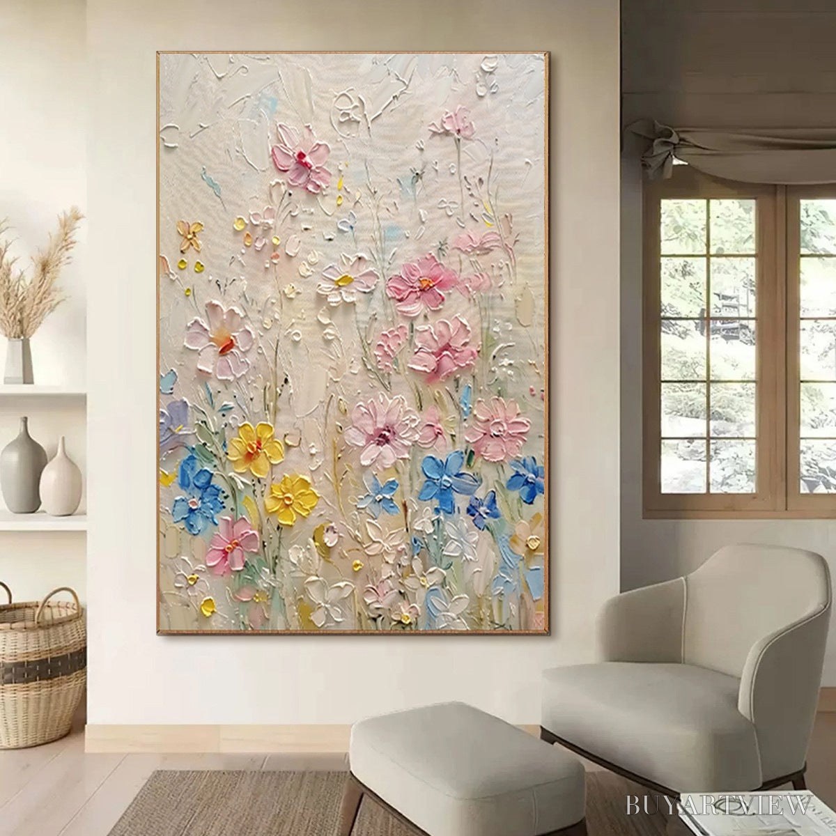 ARTOVITAS Whispering Meadow – Textured Floral Impasto Oil Painting - image 6