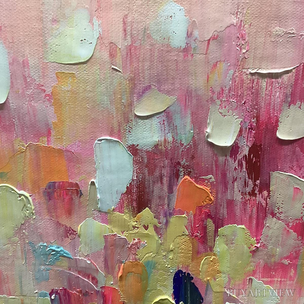 ARTOVITAS Wild Bloom – Textured Abstract Colorful Floral Landscape Oil Painting - image 3
