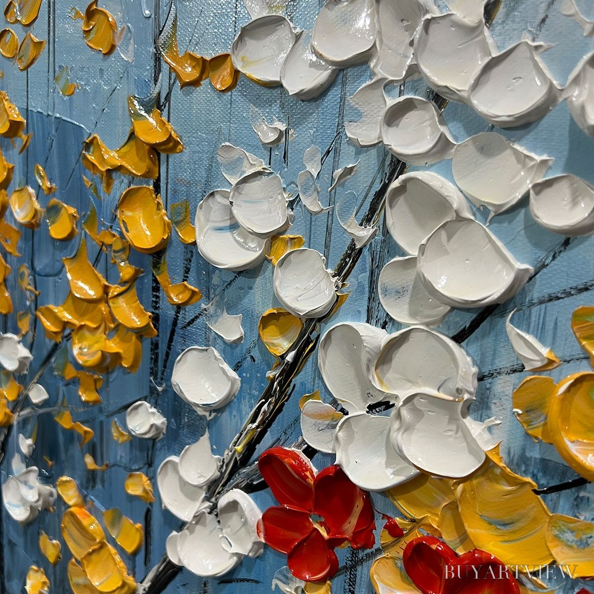 ARTOVITAS Blossoming Branch – Textured Floral Oil Painting - image 3