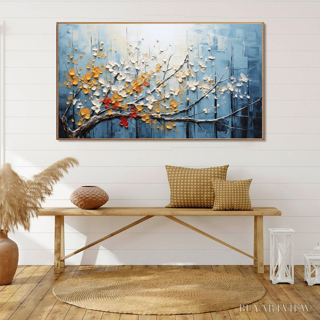 ARTOVITAS Blossoming Branch – Textured Floral Oil Painting - image 4
