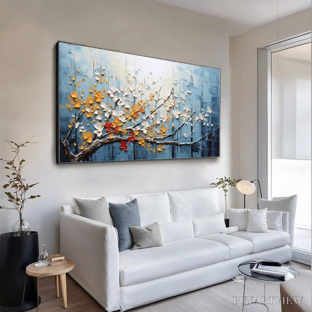 ARTOVITAS Blossoming Branch – Textured Floral Oil Painting - image 5