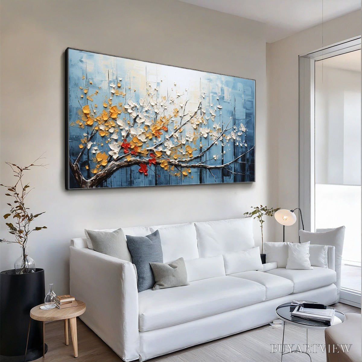 ARTOVITAS Blossoming Branch – Textured Floral Oil Painting - image 5