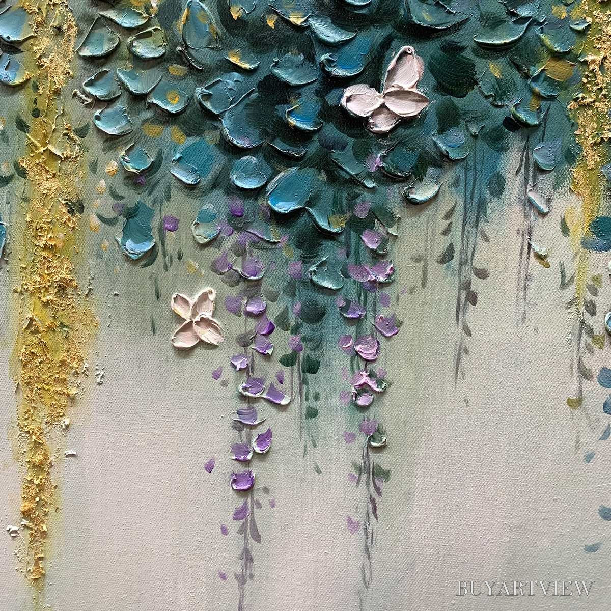 ARTOVITAS Cascade – Panoramic Floral and Butterfly Oil Painting - image 3