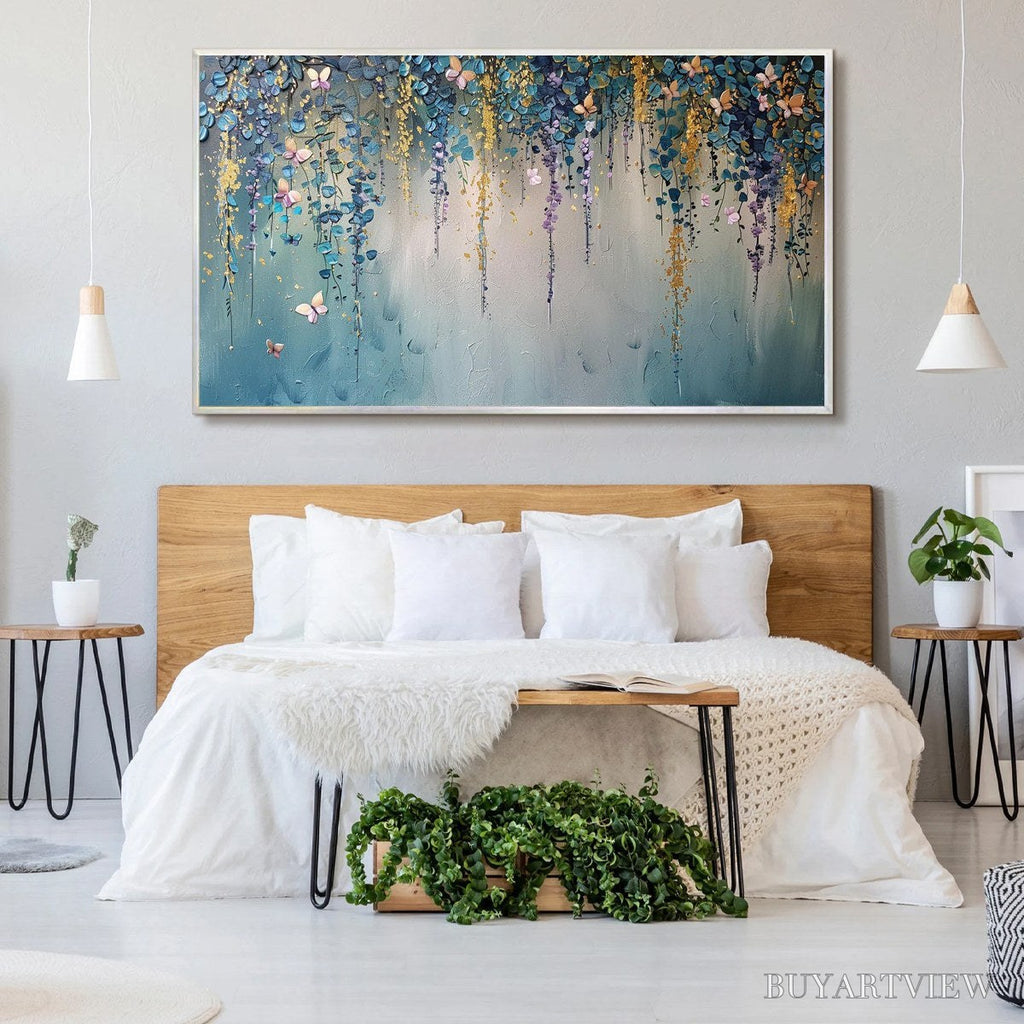 ARTOVITAS Cascade – Panoramic Floral and Butterfly Oil Painting - image 6
