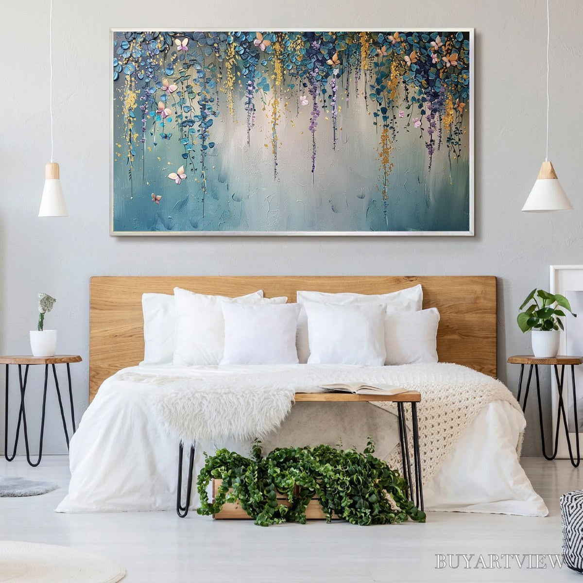 ARTOVITAS Cascade – Panoramic Floral and Butterfly Oil Painting - image 6
