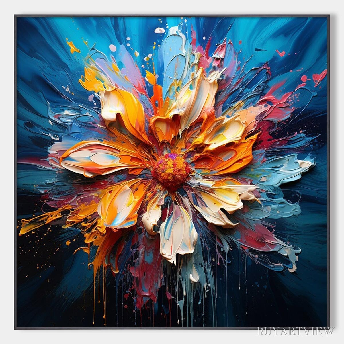 ARTOVITAS Blooming Burst – Textured Impasto Floral Oil Painting - image 1