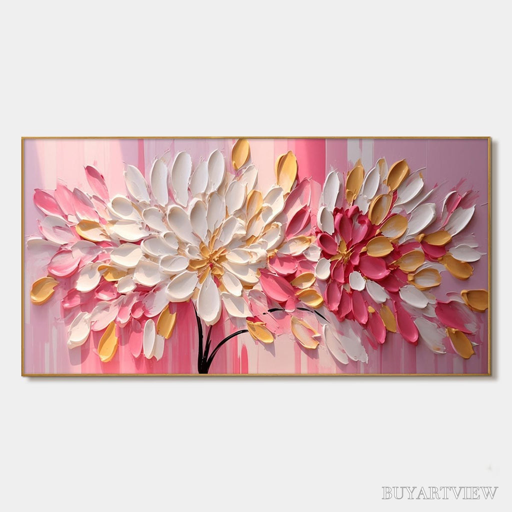 ARTOVITAS Blushing Blooms – Textured Impasto Floral Oil Painting - image 1