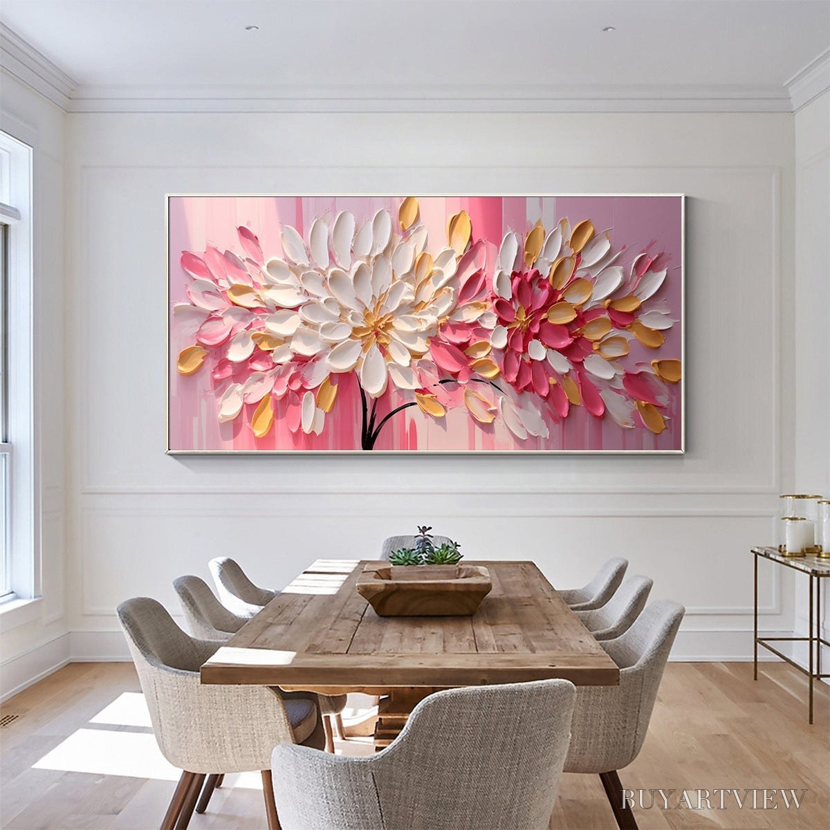 ARTOVITAS Blushing Blooms – Textured Impasto Floral Oil Painting - image 2