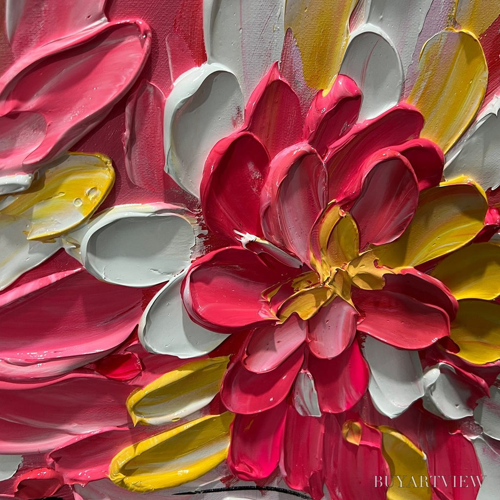 ARTOVITAS Blushing Blooms – Textured Impasto Floral Oil Painting - image 3