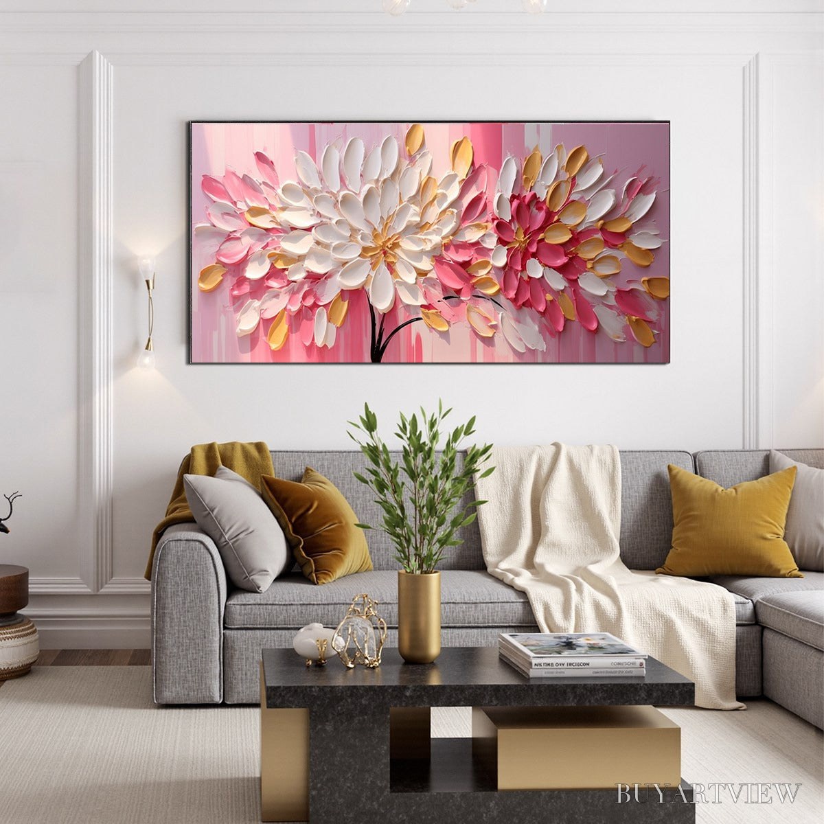 ARTOVITAS Blushing Blooms – Textured Impasto Floral Oil Painting - image 4