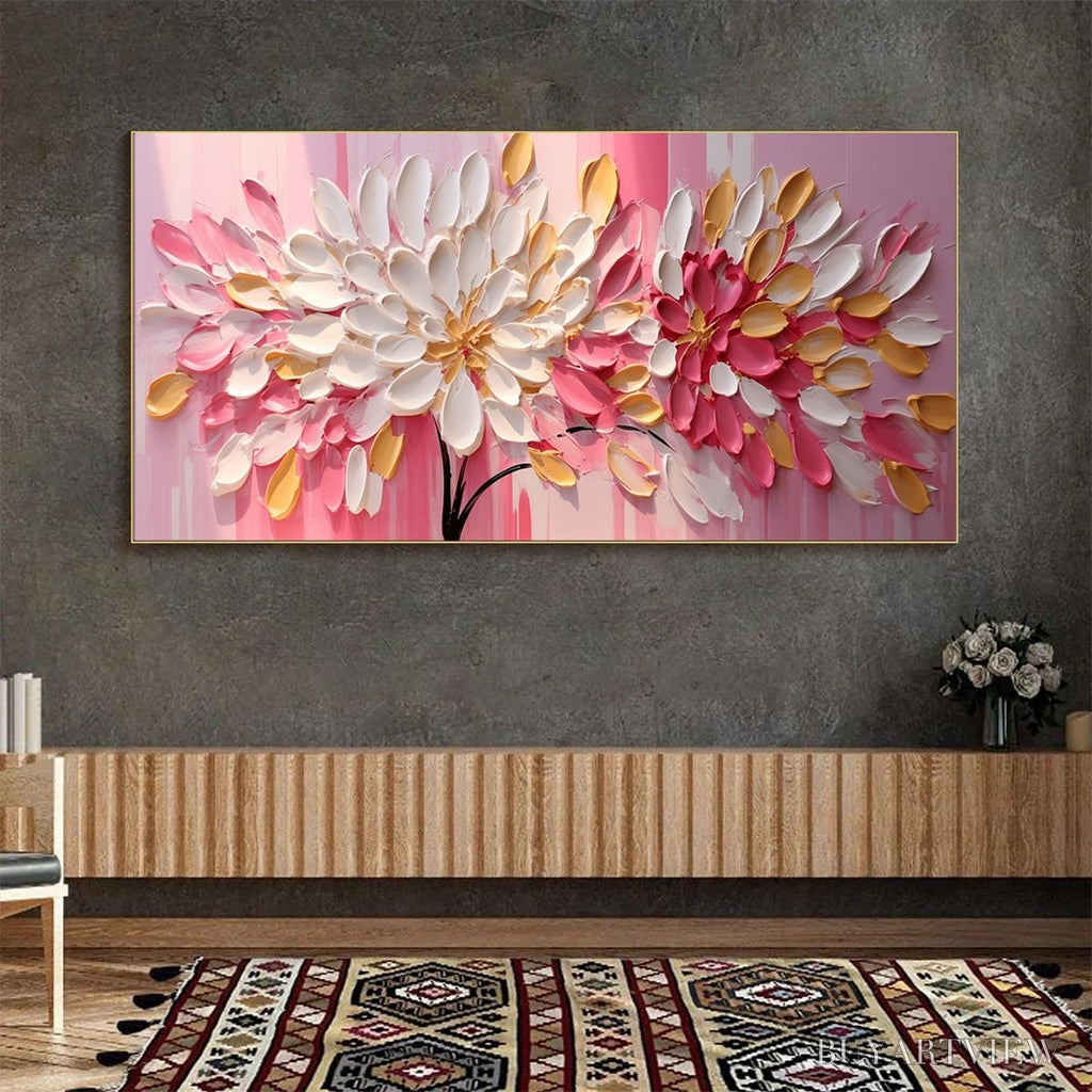 ARTOVITAS Blushing Blooms – Textured Impasto Floral Oil Painting - image 5